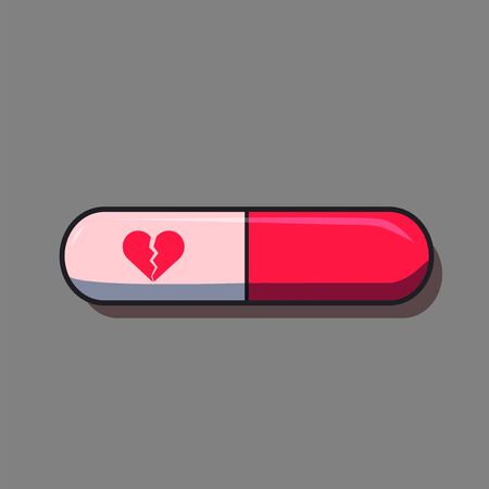 pills with heart break icon, medical pillのイラスト素材