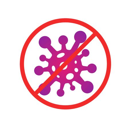 Stop corona virus prohibiting sign. Bacteria illustration. Vector template for poster, banner, flyer, brochure, booklet, etc.のイラスト素材