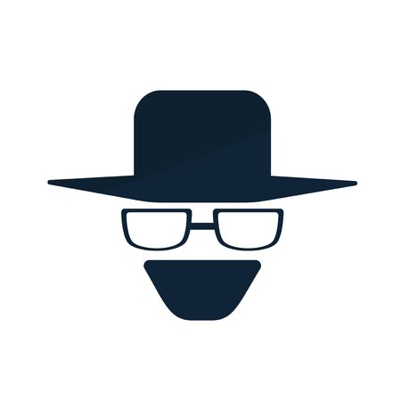 a man with sunglasses and hat silhouette vector illustrationのイラスト素材