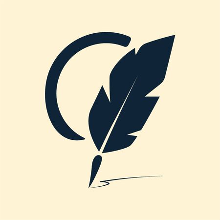 Quill silhouette vector logo illustrationのイラスト素材