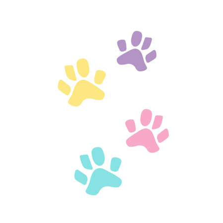 Colorful paw trace vector illustrationのイラスト素材