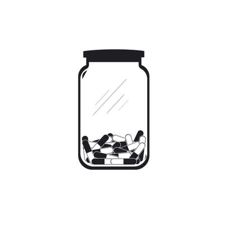 Medical silhouette icon. a Jar of pills silhouette icon. Hospital silhouette iconのイラスト素材