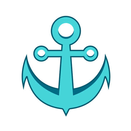 Blue flat anchor illustration. isolated on white backgroundのイラスト素材