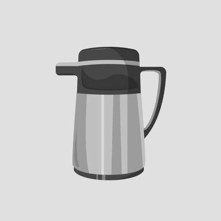 Gray metallic flask. isolated on gray backgroundのイラスト素材