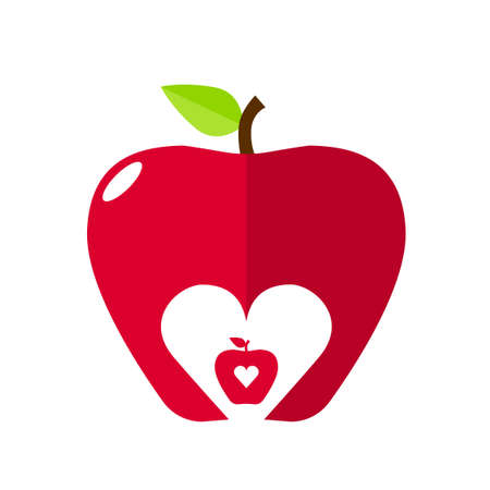 Healthy food logo. Apple fruit logo. Flat designのイラスト素材