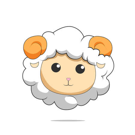Cute white sheep. Sheep character vector designのイラスト素材