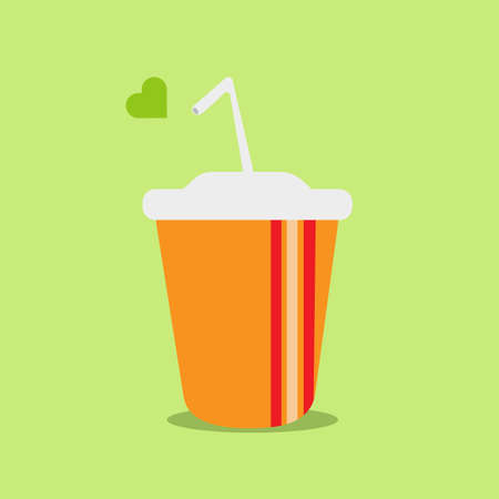 Soda drink cup vector illustration with straw and love iconのイラスト素材