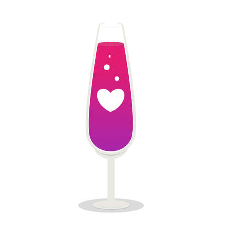 a glass of wine with love bubbleのイラスト素材