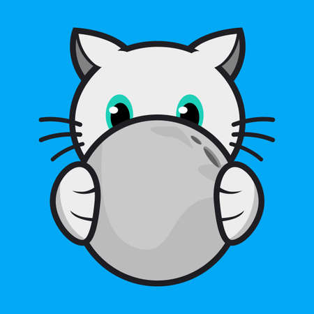 White cat holding the moonのイラスト素材