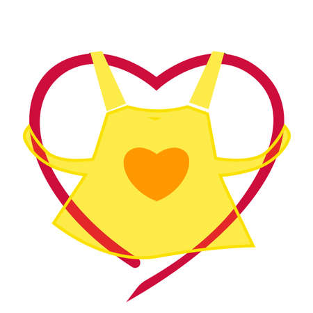 Heart icon with yellow apron. mother's day vector illustrationのイラスト素材