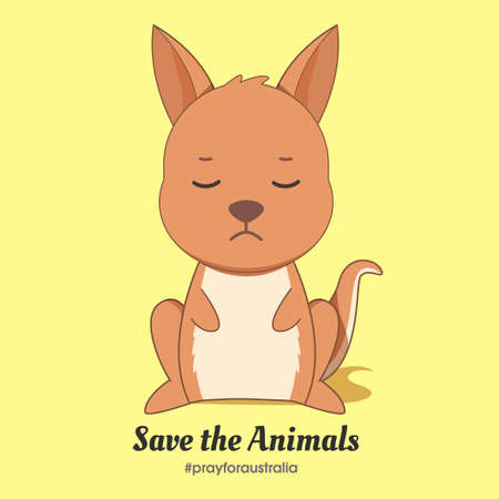 Baby kangaroo. Save animals. Pray for Australia. Baby kangaroo feeling sad. Baby animalのイラスト素材