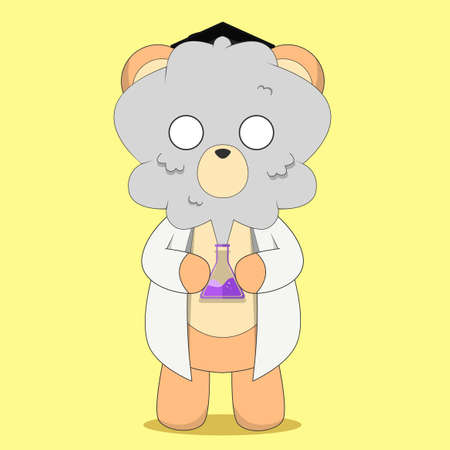 Teddy bear character. Teddy bear was hit by an explosion. Cute character. Sticker.のイラスト素材