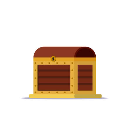 Locked treasure chest illustration. Vector flat illustration isolated on white backgroundのイラスト素材