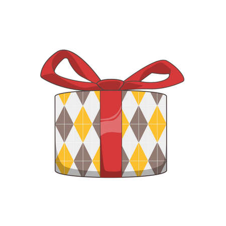 Colored gift box with red ribbon. Holiday gift boxのイラスト素材
