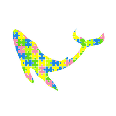 Colorful puzzle pieces of whale logo template element. Turtle icon logoのイラスト素材