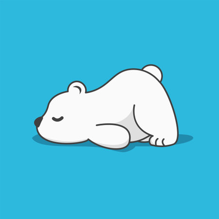 Illustration of baby polar bear isolated on blue backgroundのイラスト素材