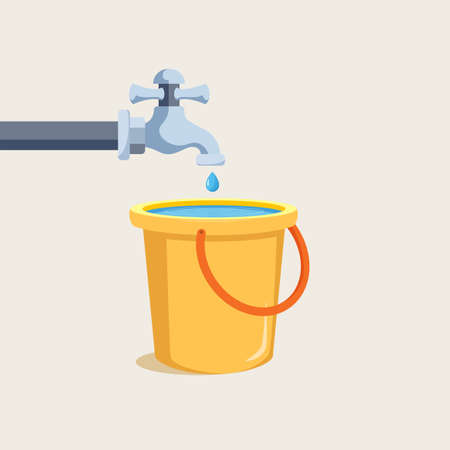 Water taps and buckets full of waterのイラスト素材