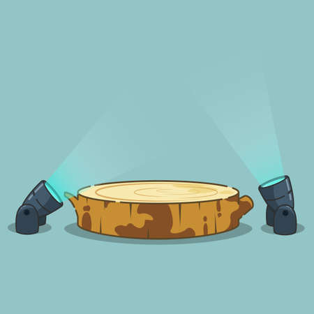 Spotlight illustration highlighting a large wooden stageのイラスト素材