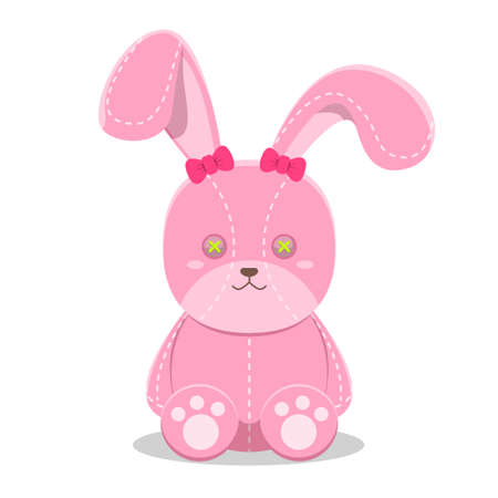 Cute bunny doll cartoon vector illustration isolated on a white backgroundのイラスト素材