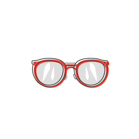 Flat Eyeglasses Outline Cartoon Style Suitable for Sticker, Icon. Isolated on a white backgroundのイラスト素材