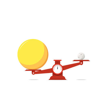 Weighing tools with Sun are heavier than the moon vector illustrationのイラスト素材