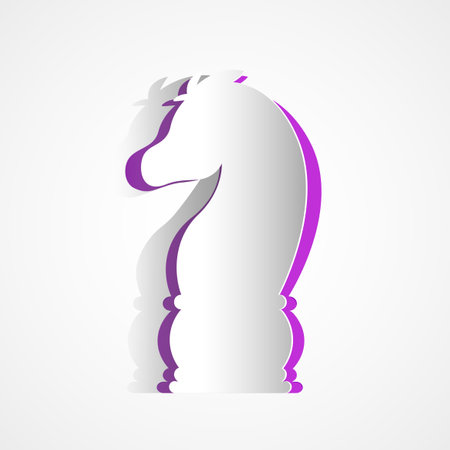 Vector illustration of knight chess pieces icon made from paper isolated on a white backgroundのイラスト素材