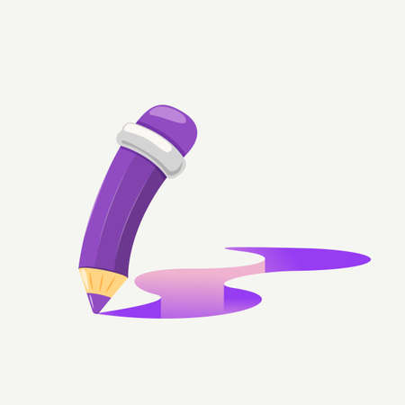 Vector concept illustration of drawing with color pencil. Isolated on a white backgroundのイラスト素材