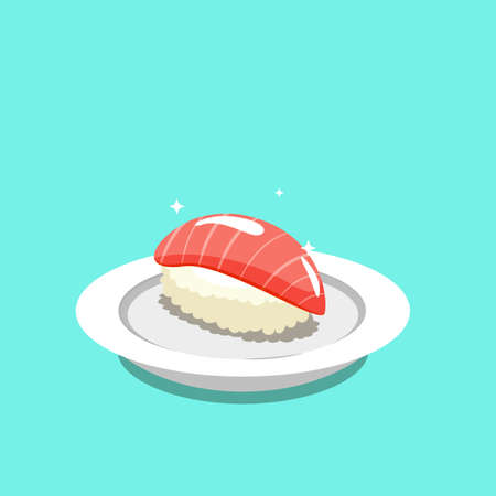 Illustration of fresh tuna sushi served on a white plateのイラスト素材