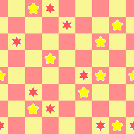 Seamless pattern with Simple multiple square and star icon. Design for print screen backdrop, Fabric, and tile wallpaper.のイラスト素材