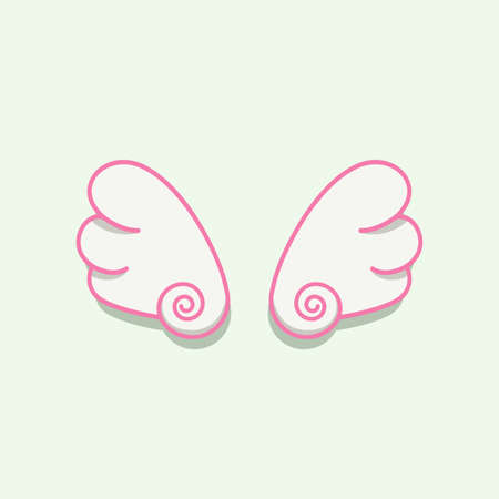 Illustration of a pair cute white wings isolated on a white backgroundのイラスト素材