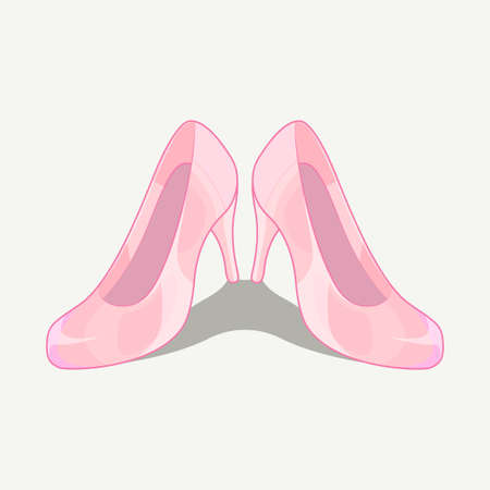 Vector illustration a pair of glass shoes, heels. Isolated on a white backgroundのイラスト素材