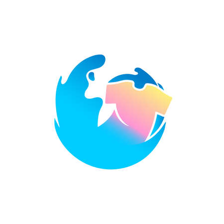 laundry logo fast laundry clean laundry cloth wash logo simple logo with ocean waveのイラスト素材