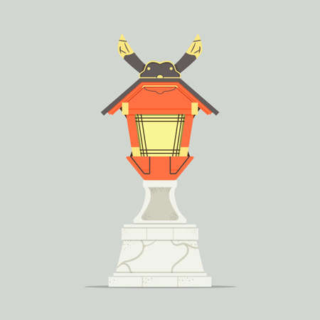 Traditional ancient Buddhist toro lantern isolated on a gray backgroundのイラスト素材