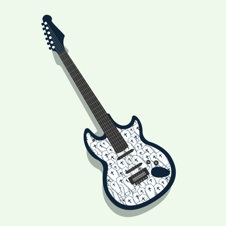 Vector of a Schecter OMEN EXTREME electrical guitar on a white background with coffin pattern