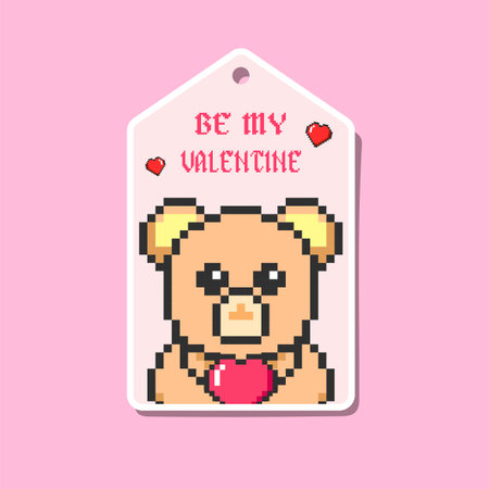 Valentine's day tags with hearts, BE MY VALENTINE text, and teddy bear. Happy Valentine's day conceptのイラスト素材