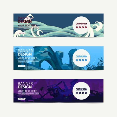 Creative Ocean Theme Banner Designsのイラスト素材