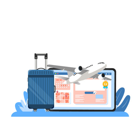 Air Travel And Digital Ticket Bookingのイラスト素材