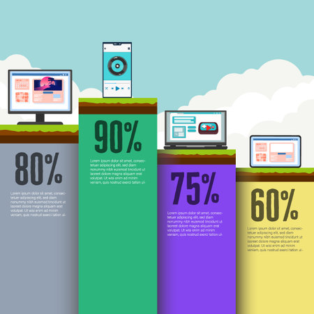 Infographic On Tech Usage By Devicesのイラスト素材