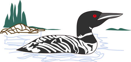 Nothing is more lovely on your projects than nature and this regal loon is no exception.  Try it on camping gear.のイラスト素材