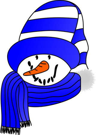 Our happy snowman is modeling the finest in cold weather gear!  A striped toboggan and a fringed scarf make him the perfect model for winter!のイラスト素材