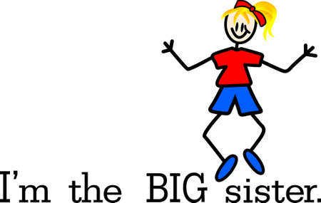 Our little stick person is a special member of the family - she's the big sister.  Super fun on kid wear for that special sister!のイラスト素材