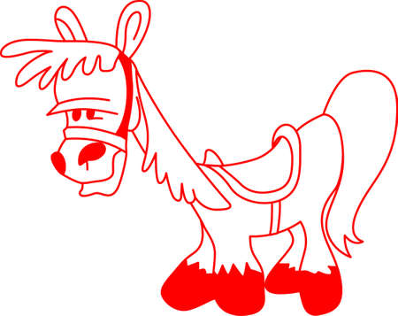 Redwork creates a simple, yet lovely decoration. Create something super fun for the little cow poke with this redwork equine!のイラスト素材