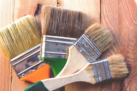 A set of paint brushes for repair, retro toned