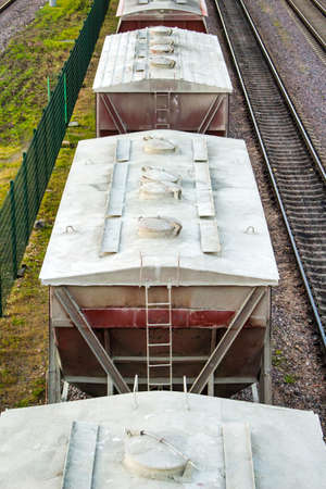 Freight railroad cars top view