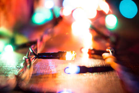 multicolored christmas lights garland