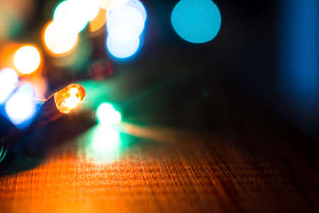 multicolored christmas lights garlandの写真素材
