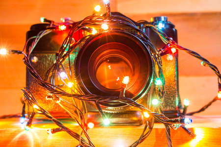 film mirror camera in a garlandの写真素材