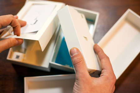 unpacking a new smartphone