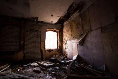 interior of an old abandoned building