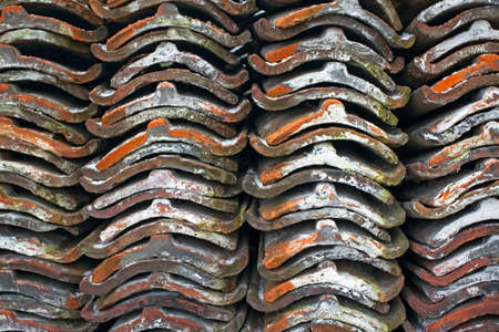 piles of old red tiles, background
